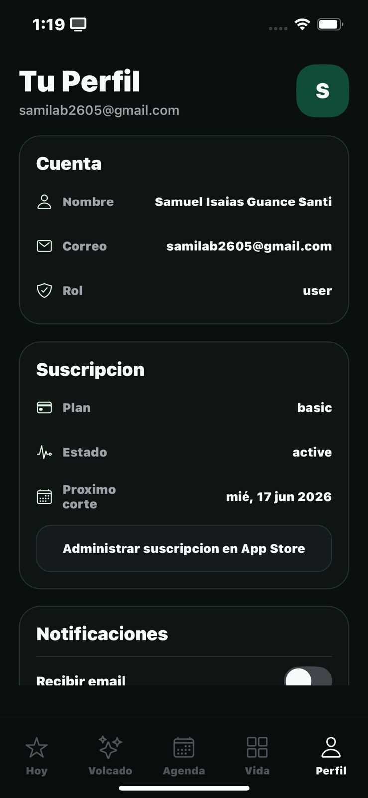 Captura de DALIA: Perfil